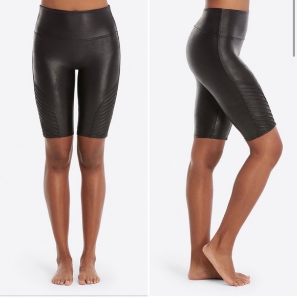 SPANX Pants - NWT- Spanx faux leather moto biker shorts SMALL